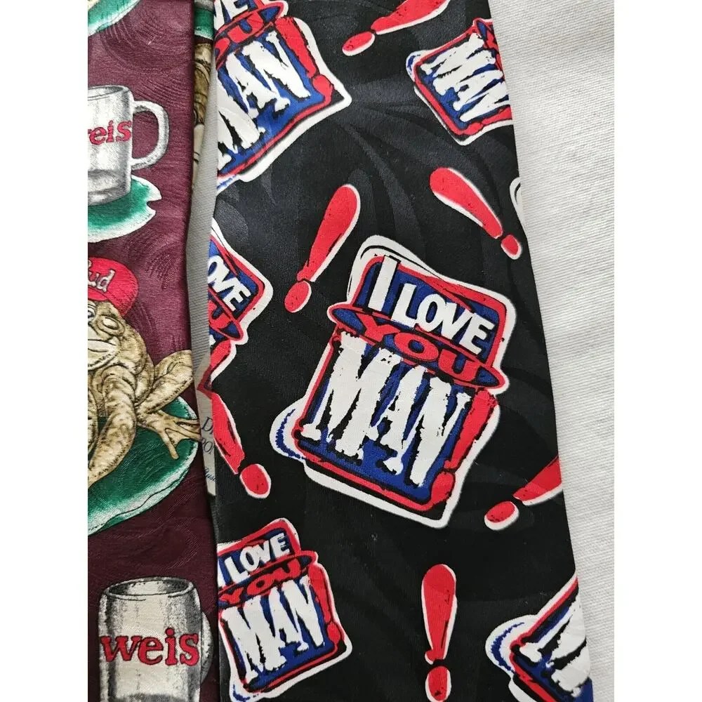 2 Budweiser Frogs Vintage 1995 Silk Tie Beer Funny Necktie 56